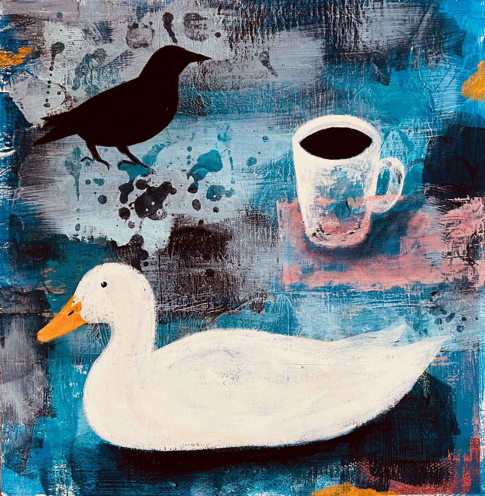 Akrylmålning Still life with wings II av Adelheid Ottesen