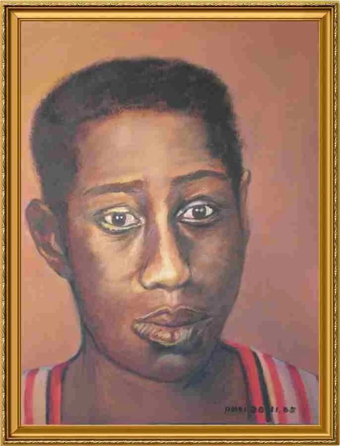 Oljemålning Färgad man av Amri Margareta Edelsvärd