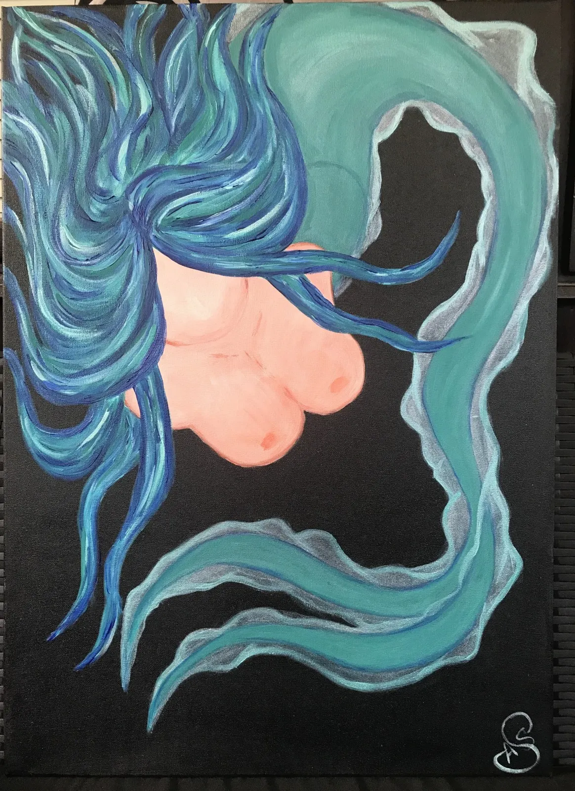 Akrylmålning Blue Eel of Beauty av Ann-Sofie Stjernkvist