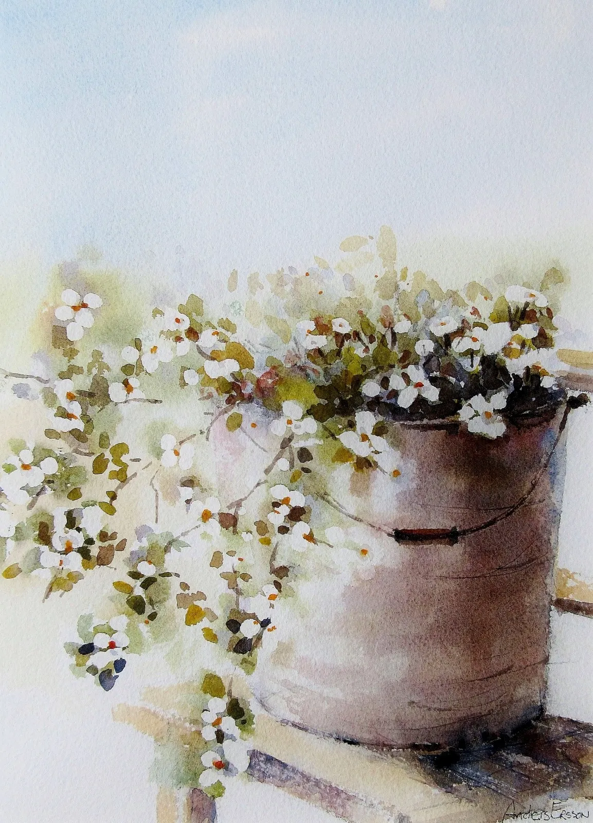 Akvarell Den gamla hinken av Anders Ersson