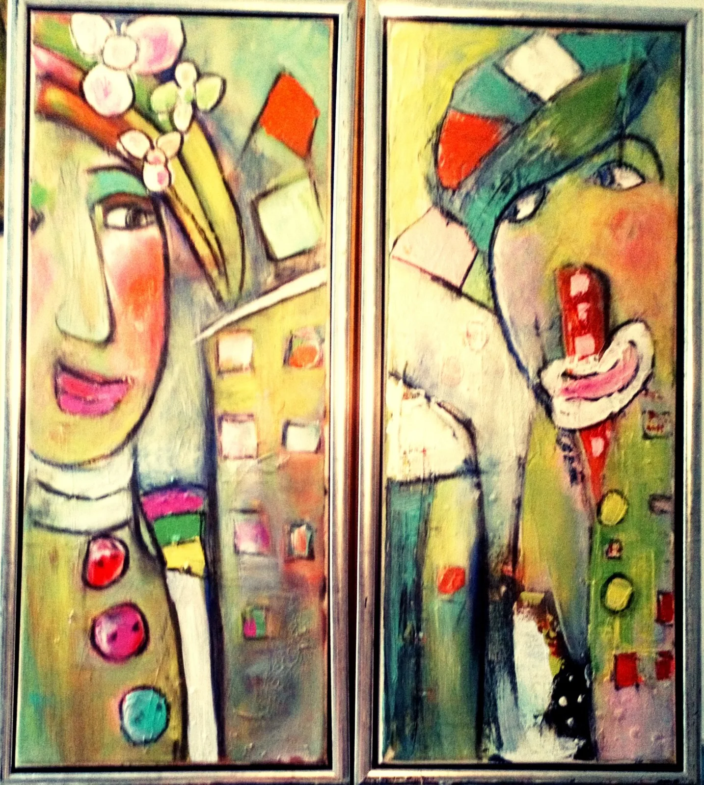 Akrylmålning Duo av Birgitta Jonsson Bijon Art