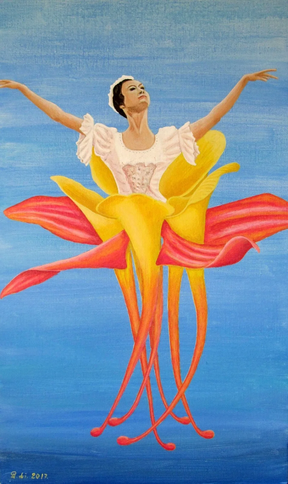 Akrylmålning Akleja o ballerina - 1 av Gösta Lindunger