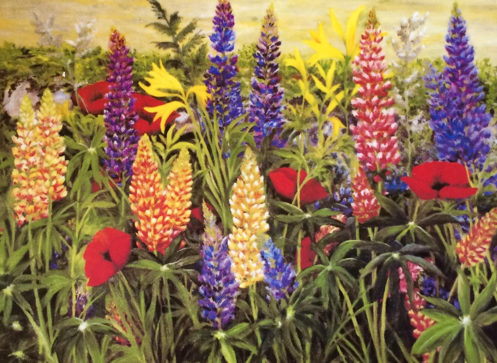 Oljemålning Lupiner av Helen Boreson Holmberg