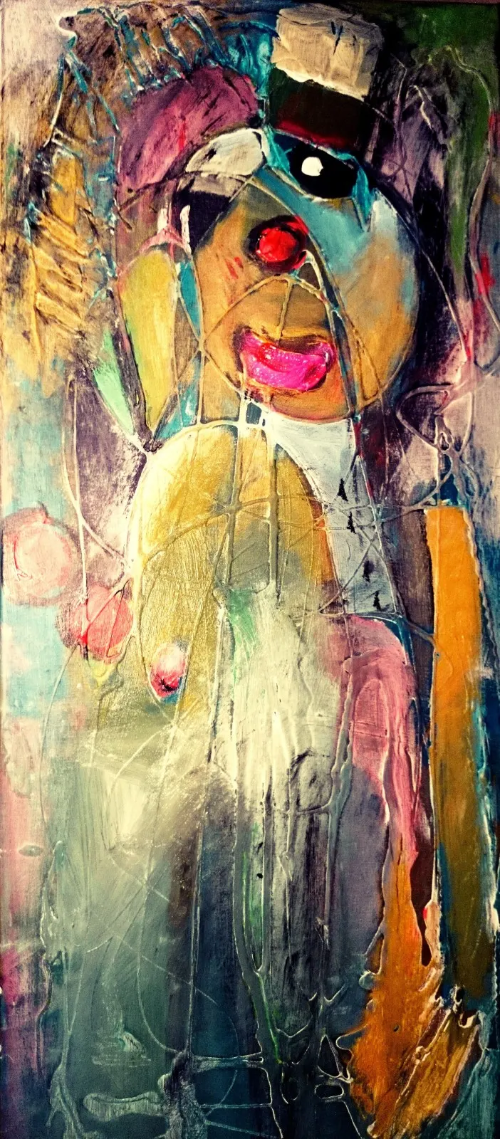 Akrylmålning Clown 1 av Birgitta Jonsson Bijon Art