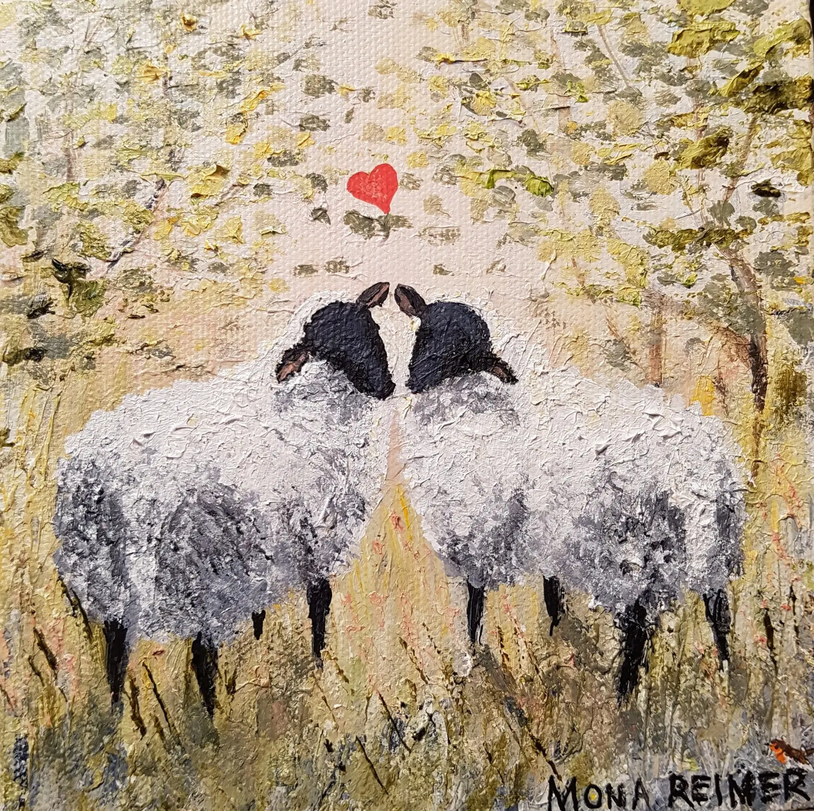 Akrylmålning Love is in the air. av Mona Reimer