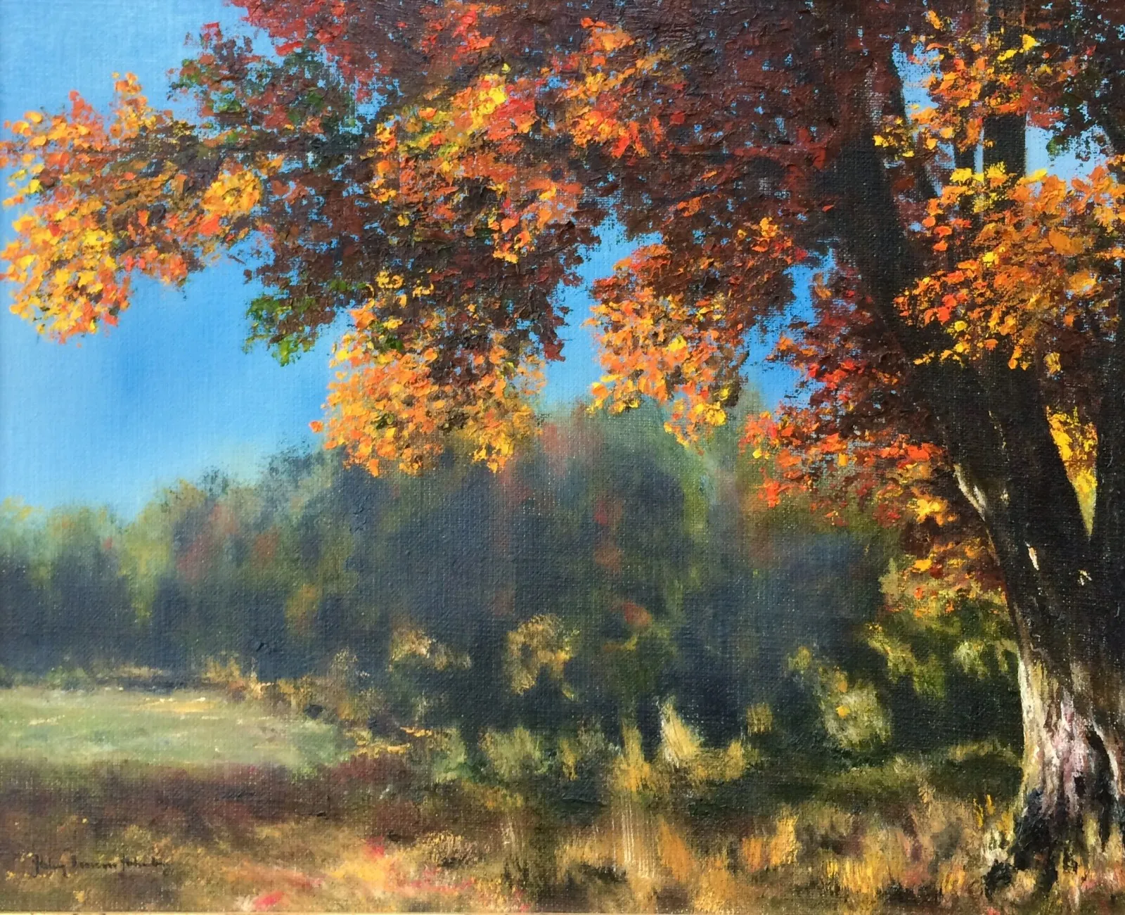 Oljemålning Iklädd höstens färger av Helen Boreson Holmberg