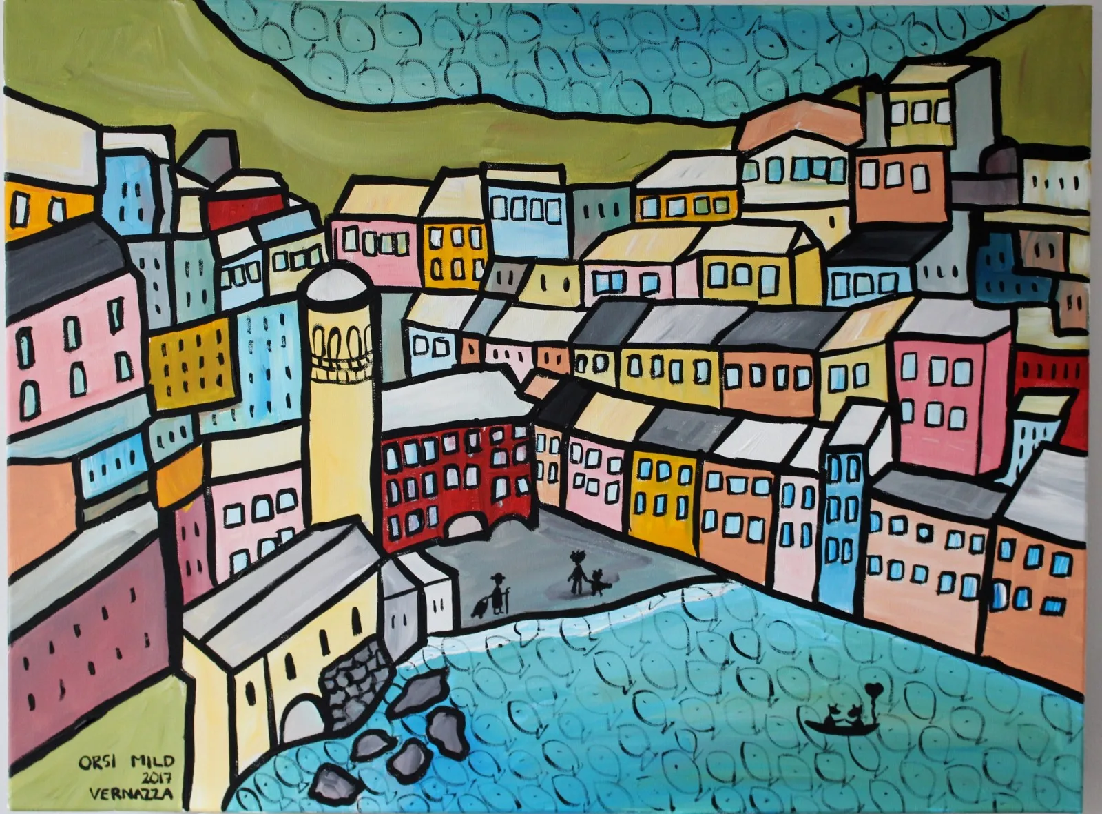 Akrylmålning Vernazza av Orsi Mild