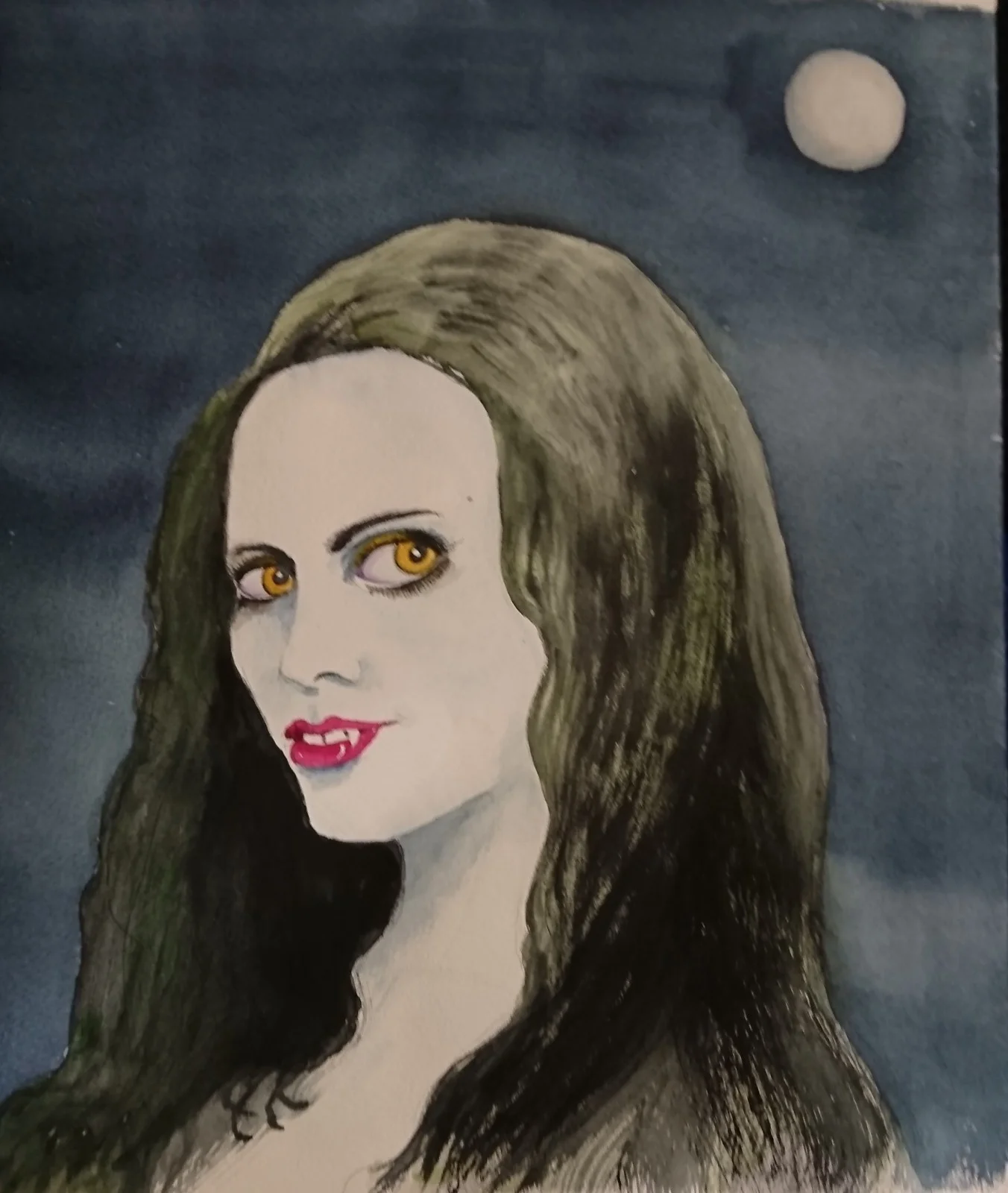 Akvarell Den vackra vampyren av Ragnhild Blomdahl