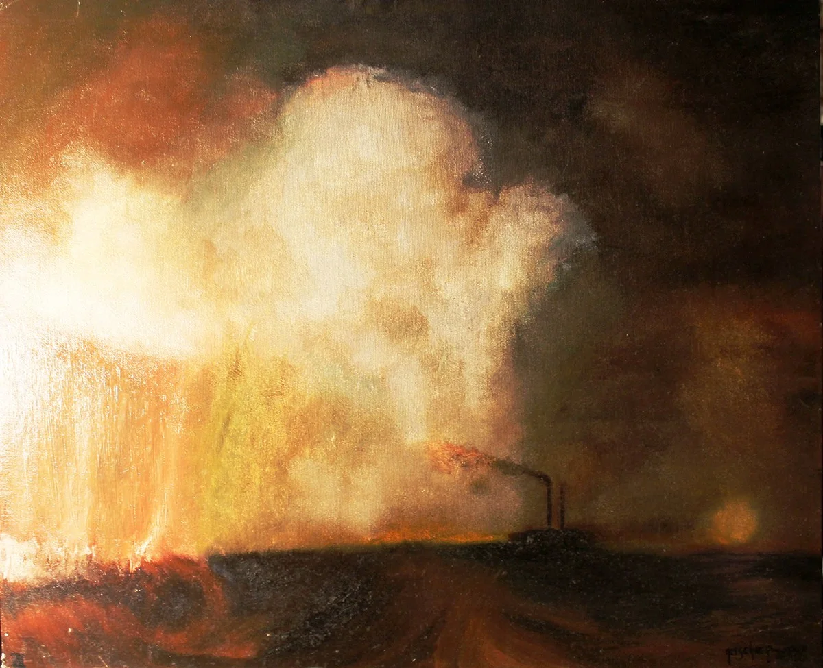 Oljemålning Brooding av Tony Fischier