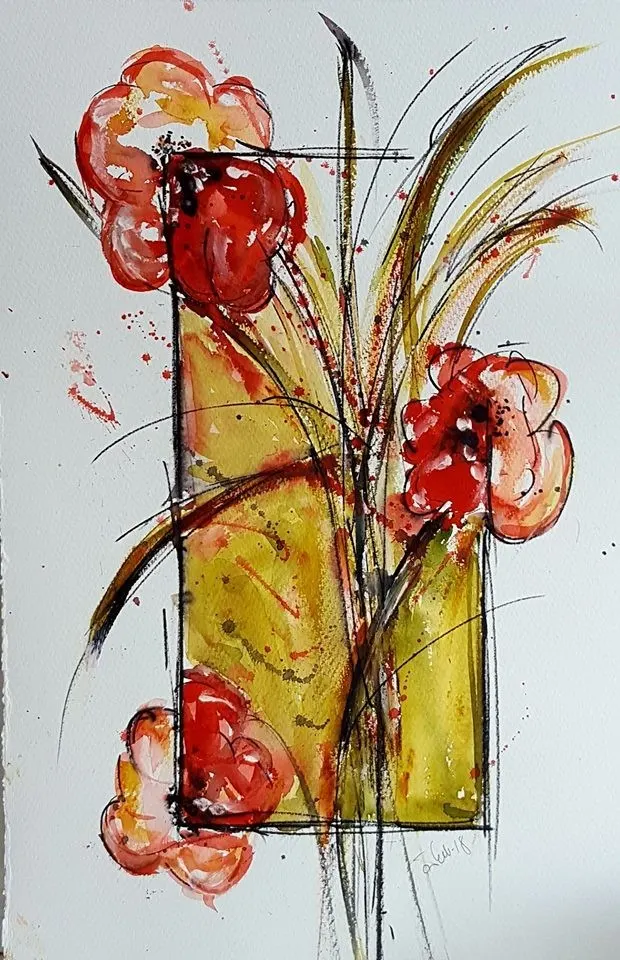 Akvarell Det finns inga gränser om man vill blomma ut av Åsa Edlund