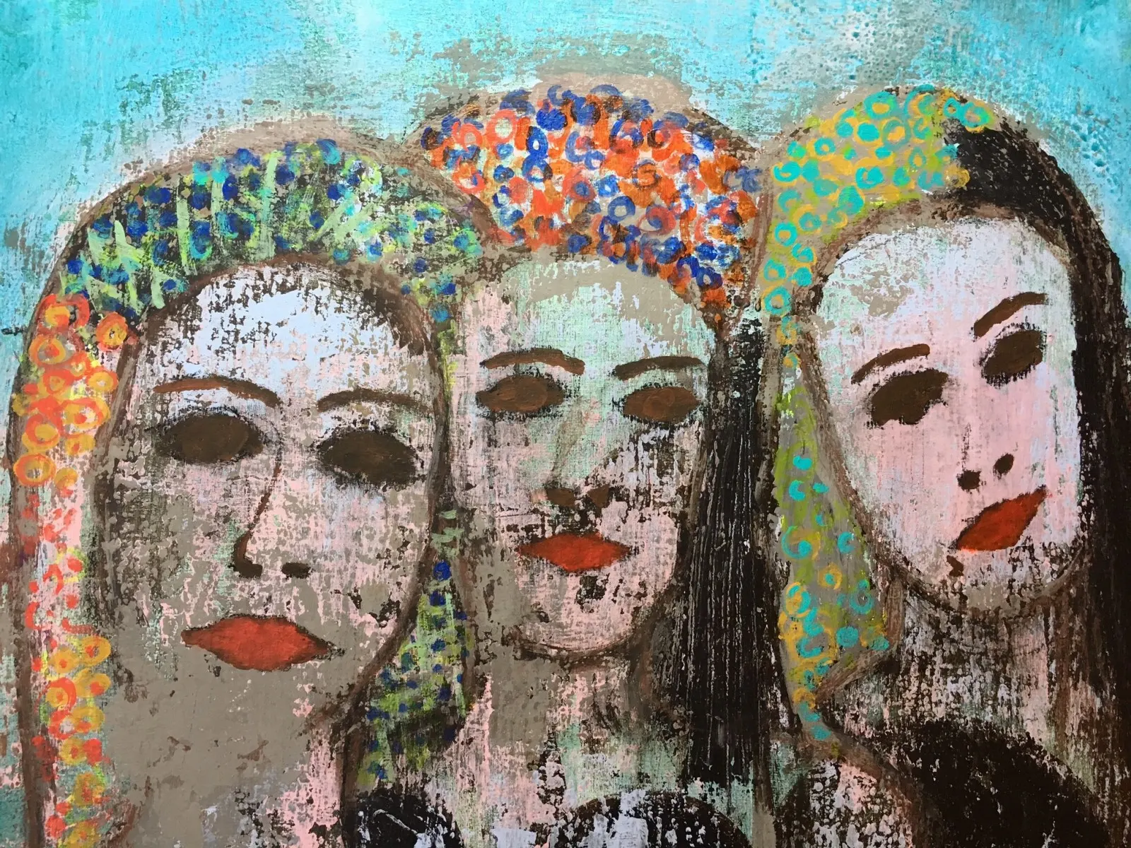 Akrylmålning Girls av Elisabeth Noren