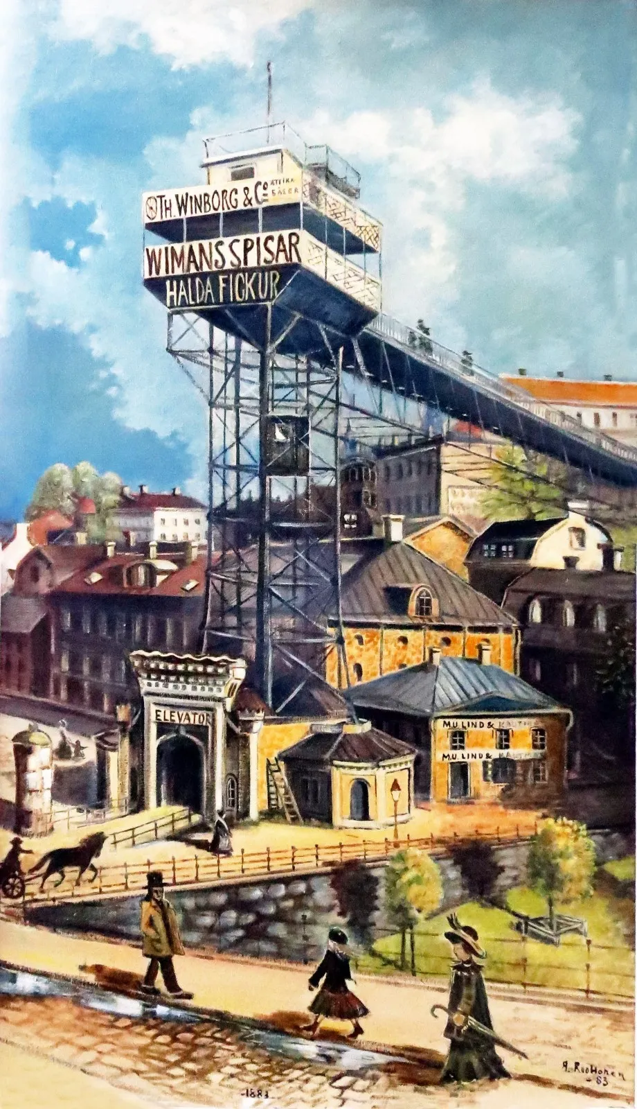Oljemålning Slussen 1883 av Anita Ruohonen