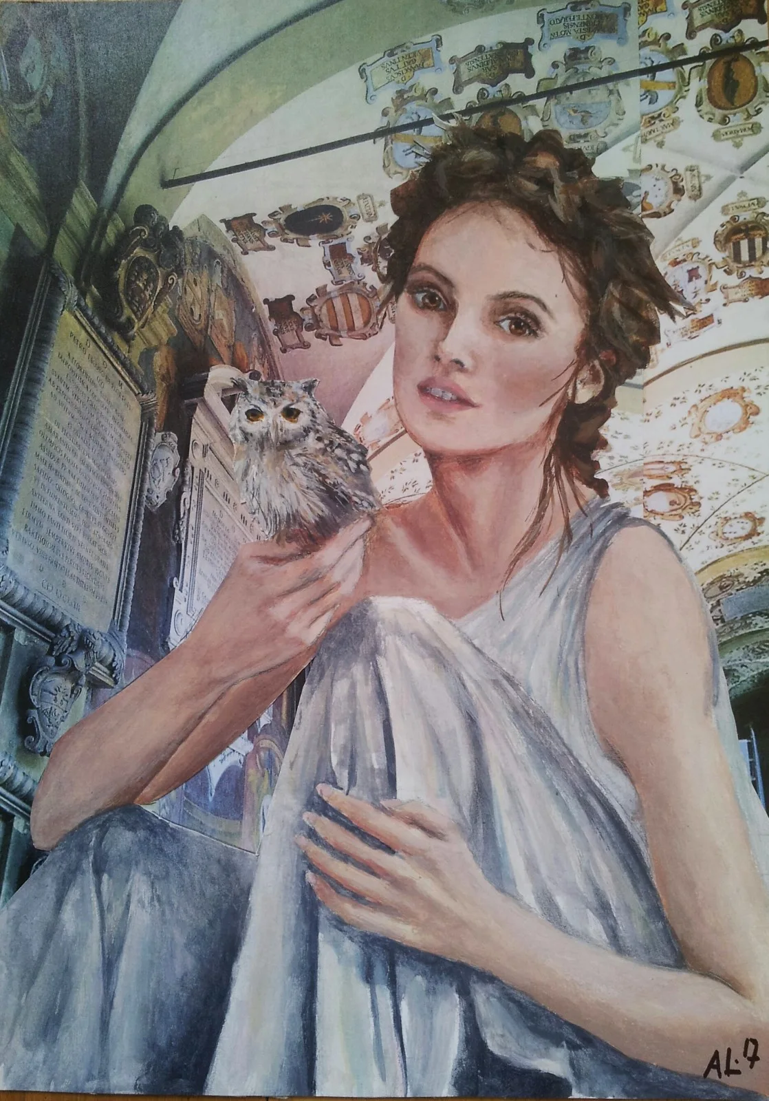 Minerva with owl av Anna Larneryd