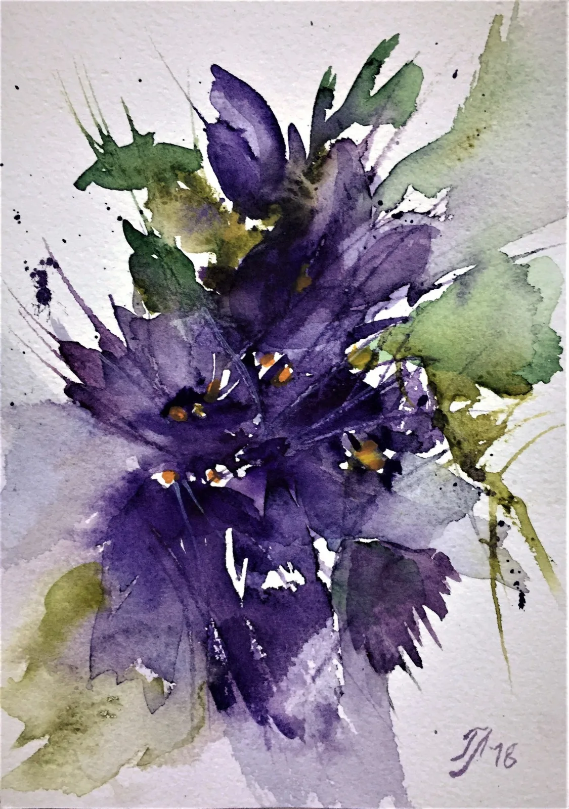 Akvarell Blåklint 2 av Tanya Lundmark