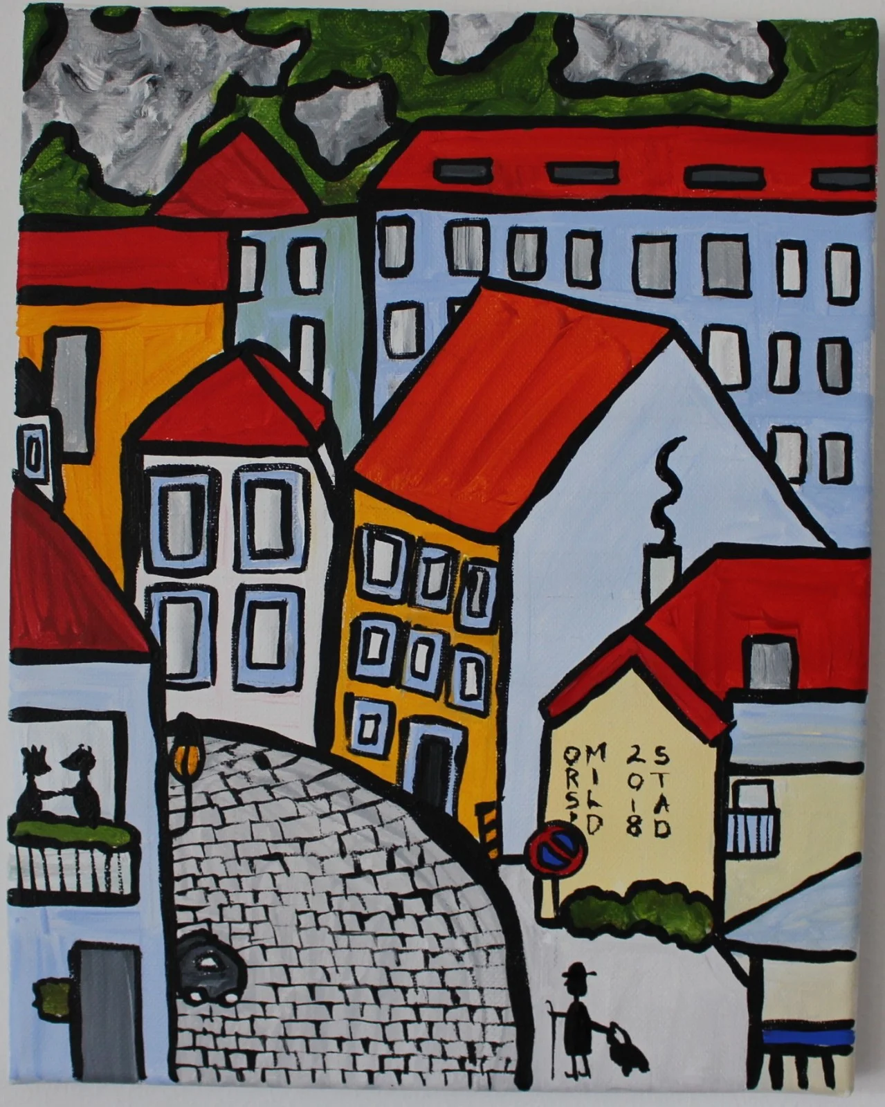 Akrylmålning Stad av Orsi Mild