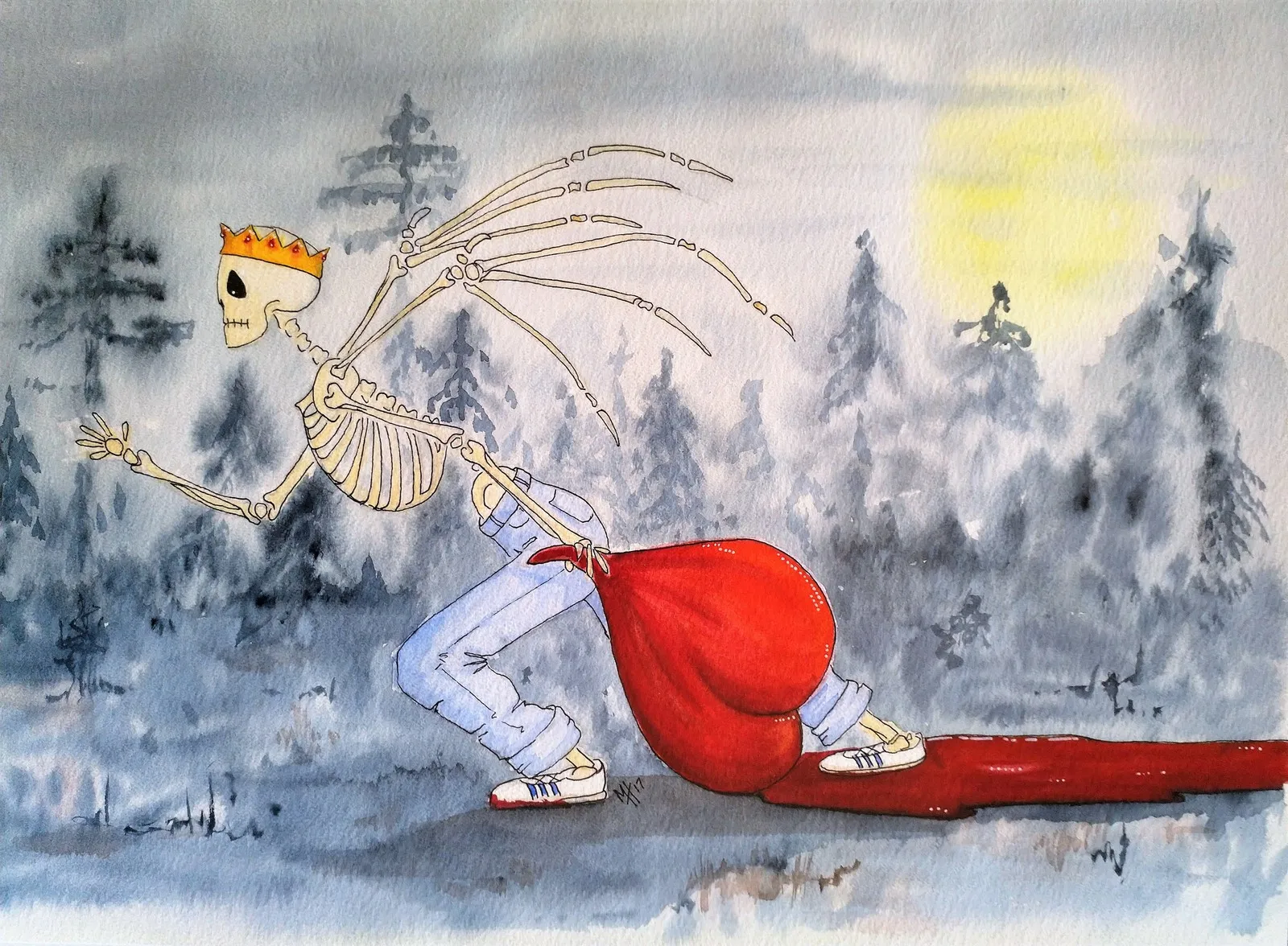 Akvarell Dragging my bleeding heart along :D av Maria Hofmann