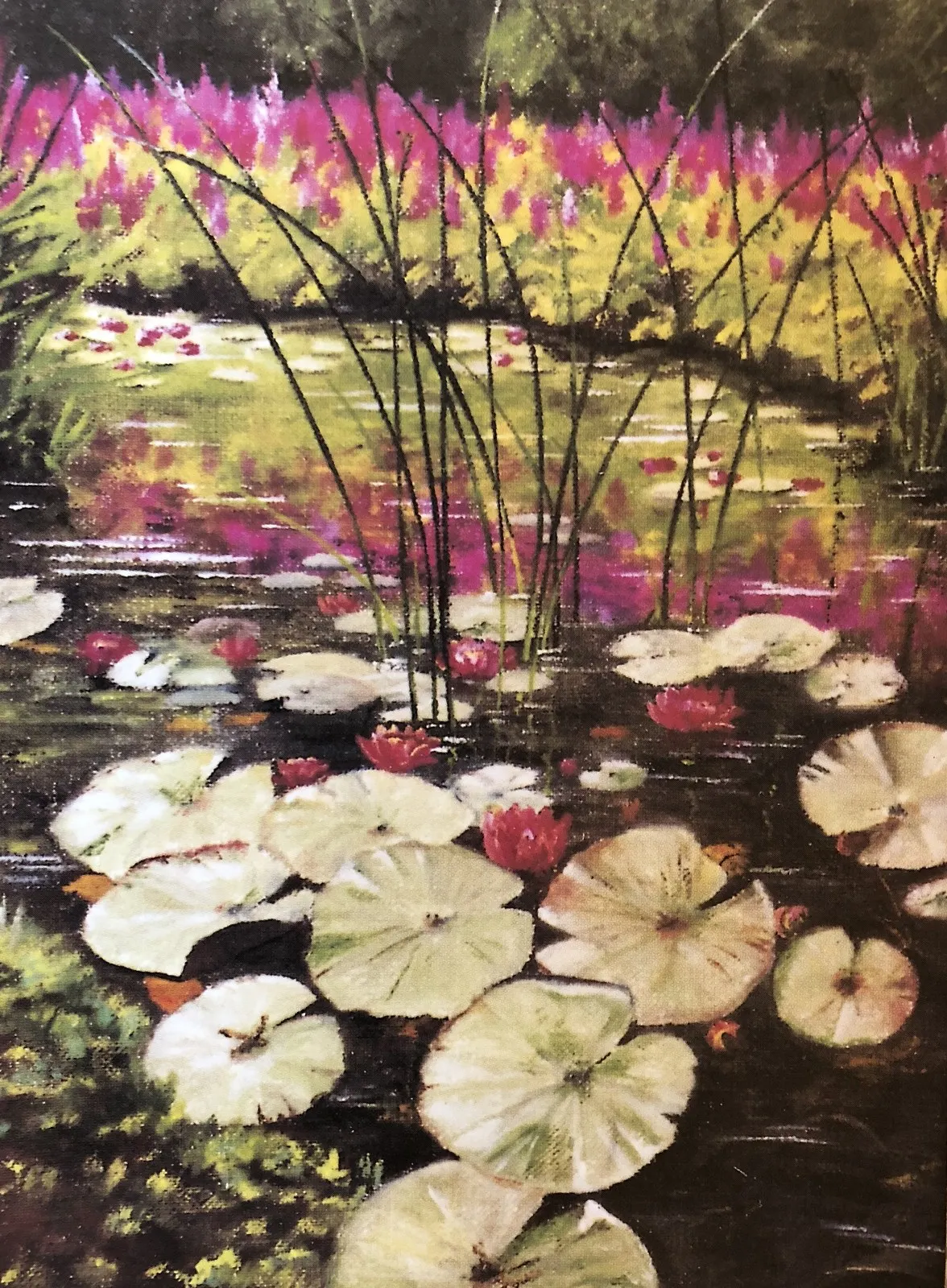 Oljemålning Näckrosdsmmen av Helen Boreson Holmberg