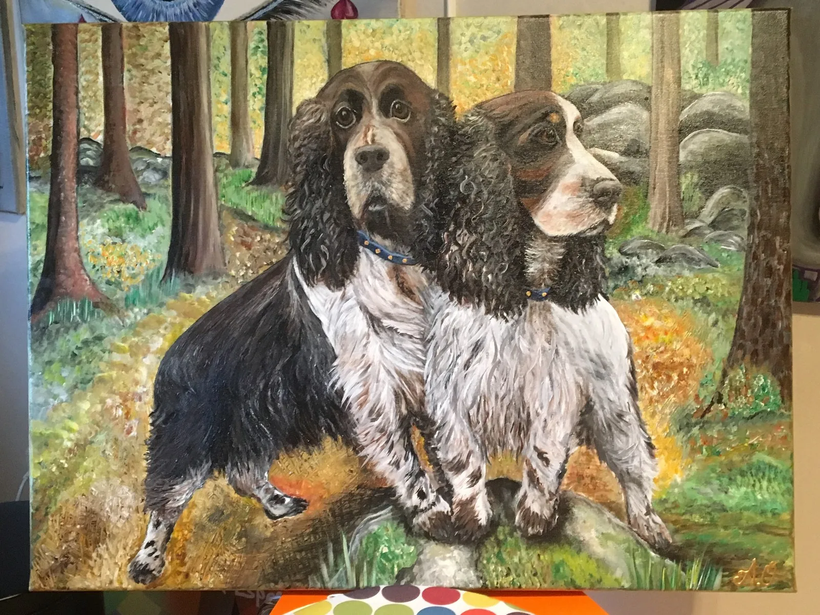 Akrylmålning Springer Spaniel av Annika Olausson