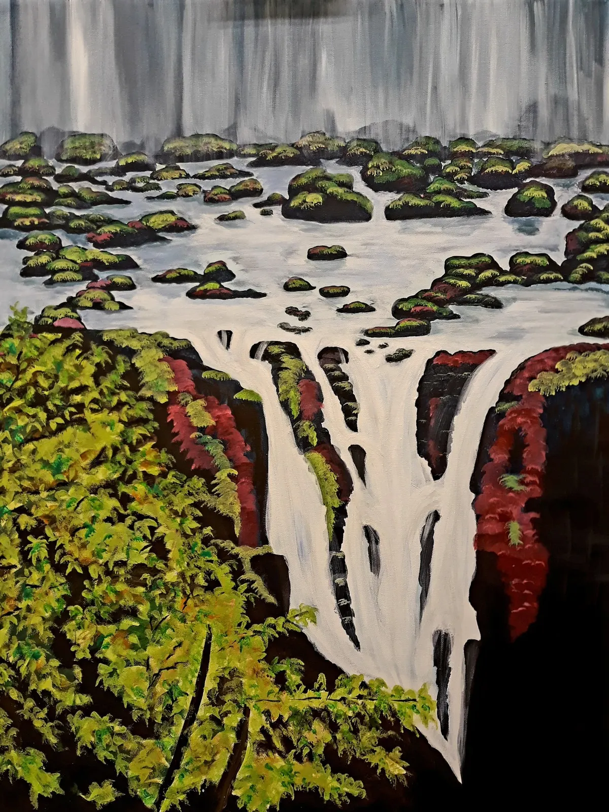 Akrylmålning Waterfall av Karin Olsson