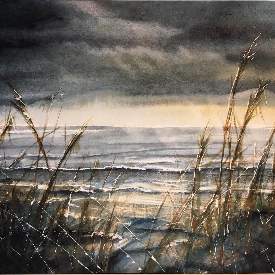 Akvarell Skutberget vänern av John Lundqvist