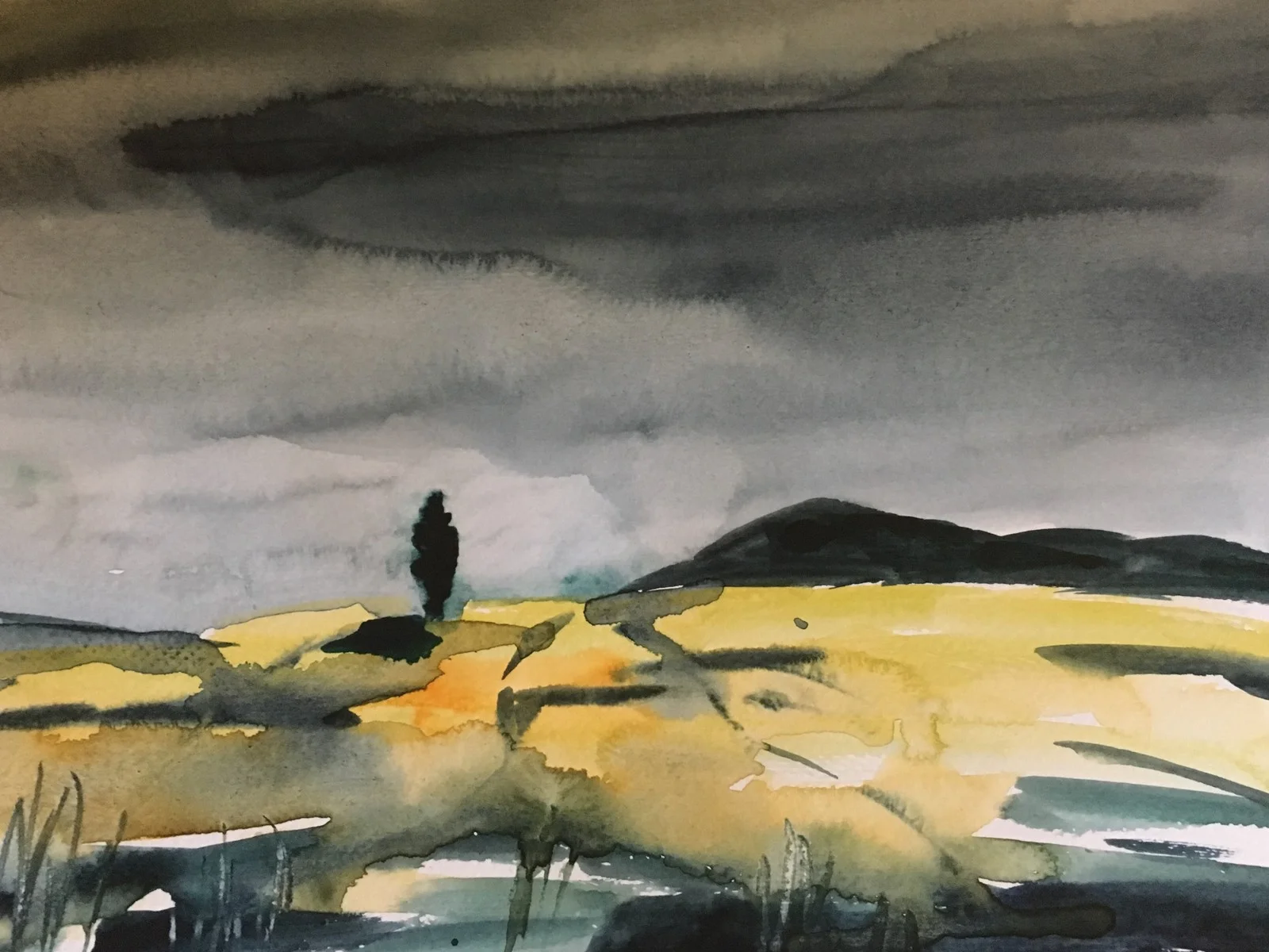 Akvarell Mot enen av Gunilla Tuvin