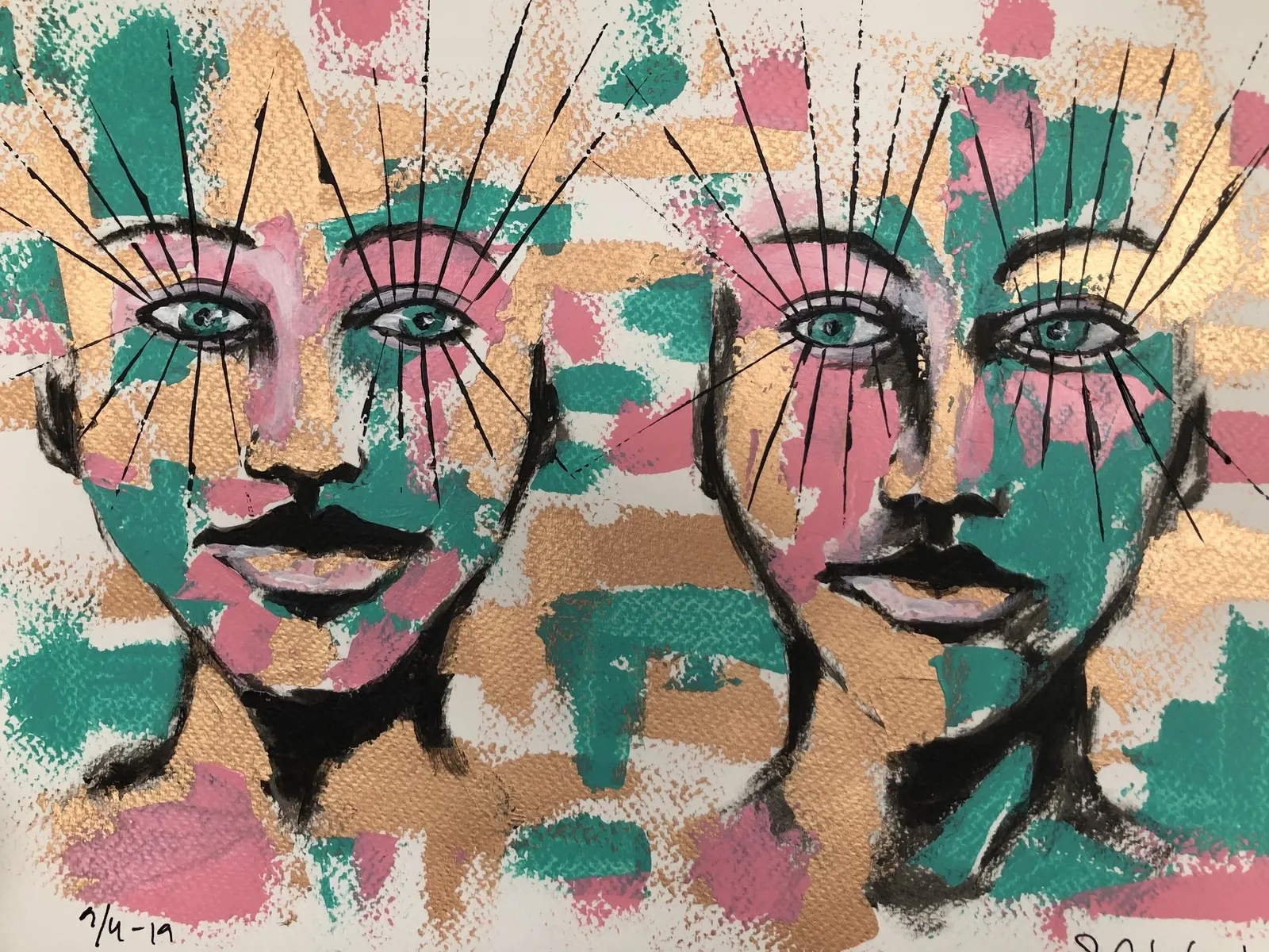 Akrylmålning Connected on paper av Susanne Cederlund