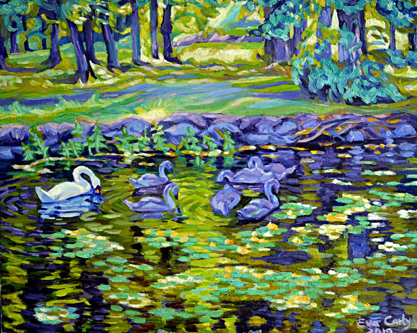 Oljemålning Grönsakssoppa av Eva Carty