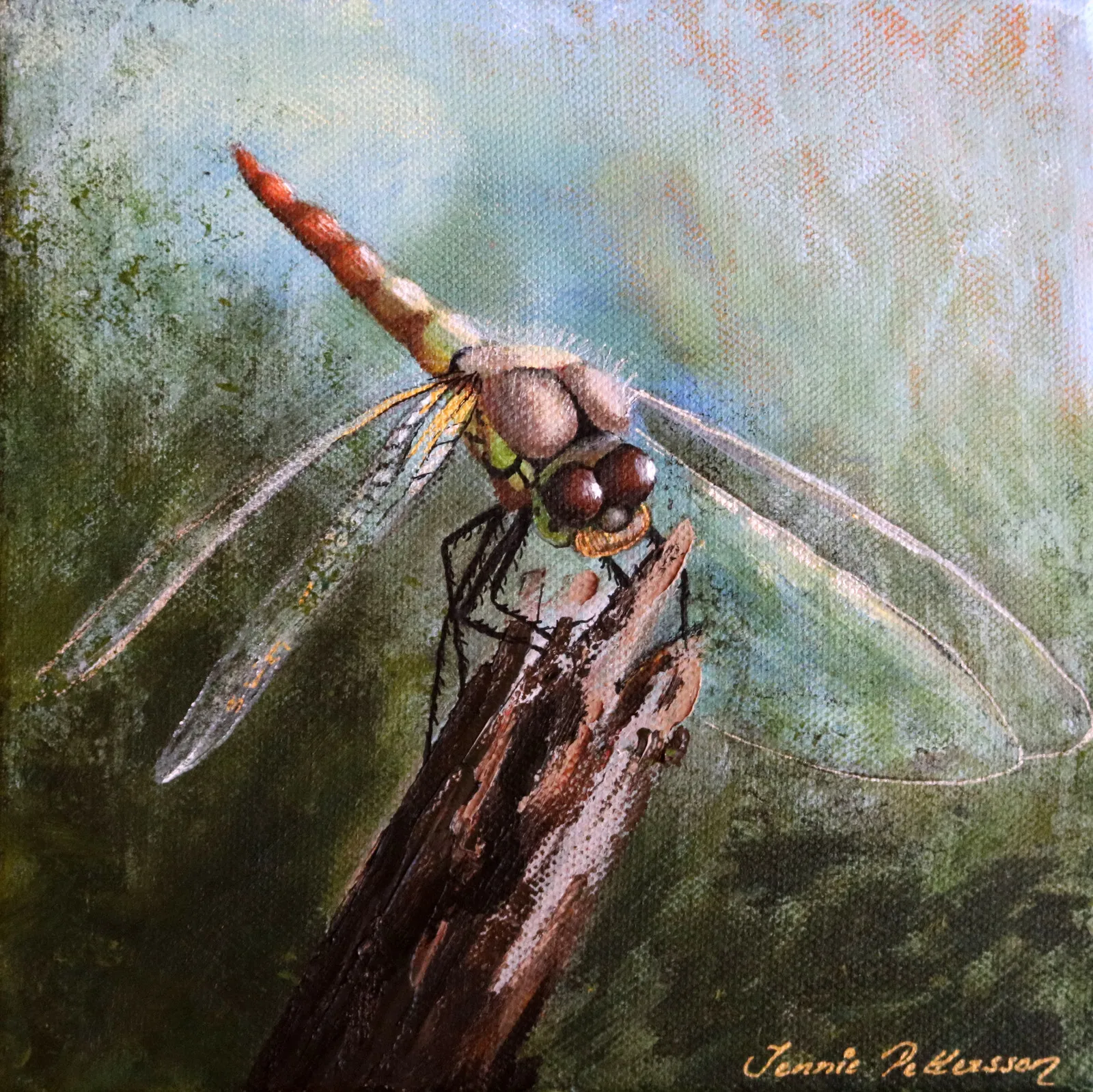 Akrylmålning Sländan av Jennie Larsdotter