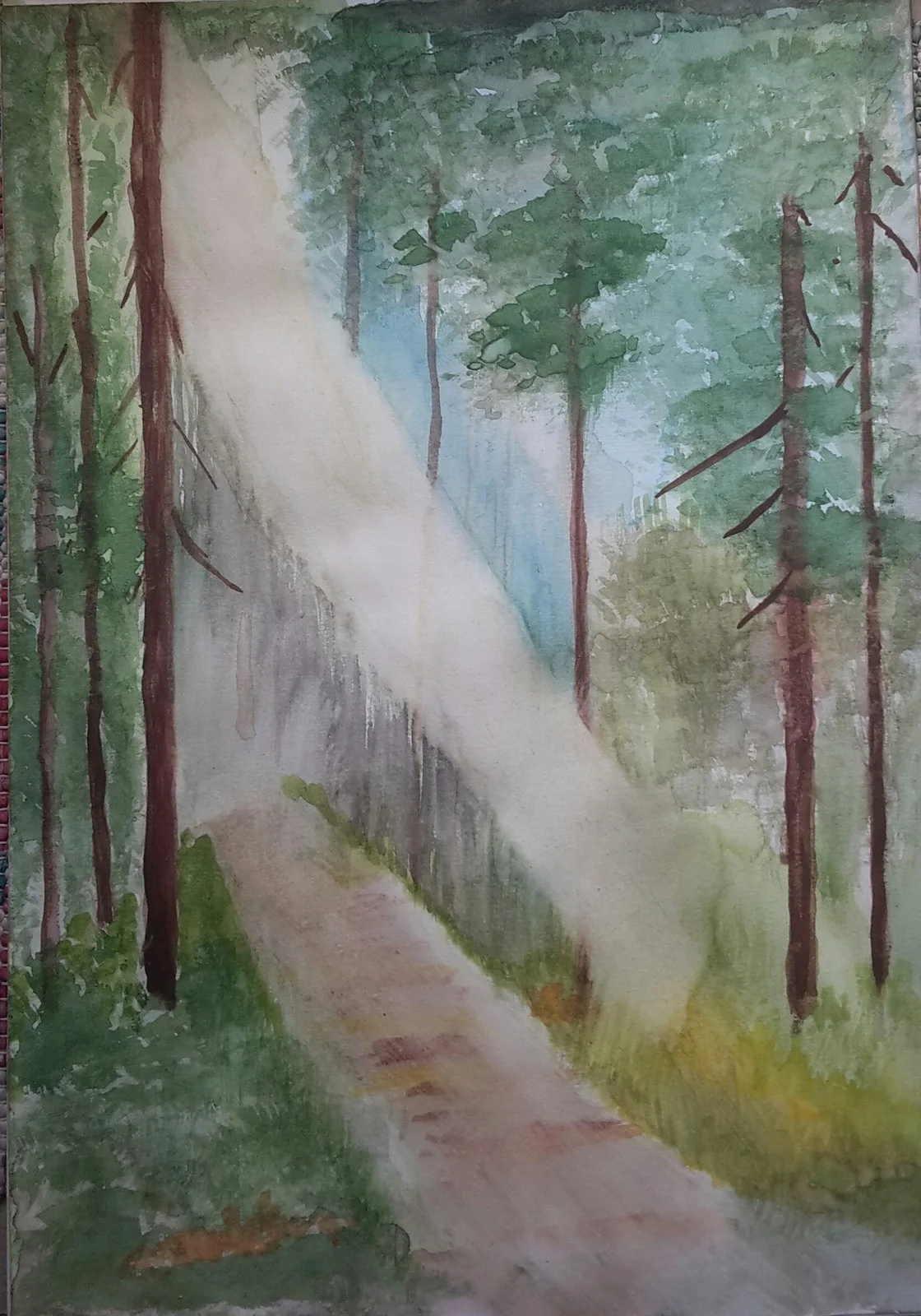 Akvarell Skogsstigen av Ellinor Karlsson