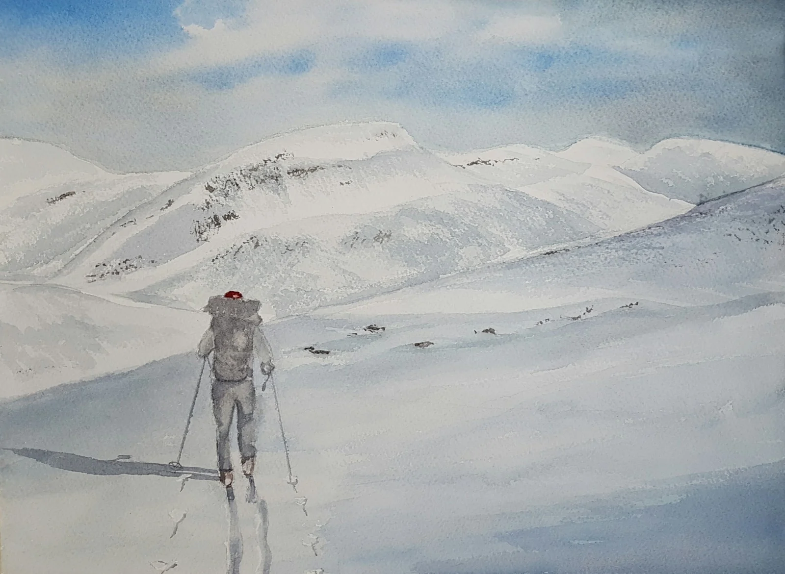 Akvarell Top of Arjeplog I av Nina Laestander