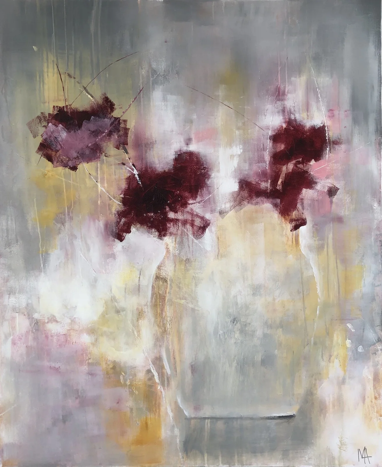 Akrylmålning Abstract flowers av Annette MA Stocker