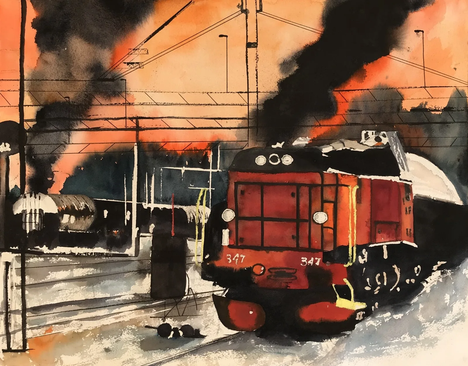 Akvarell Bangård av Ewa Helzen