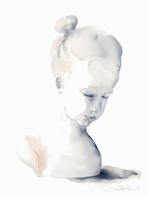 Akvarell Byst av Cora Eklund