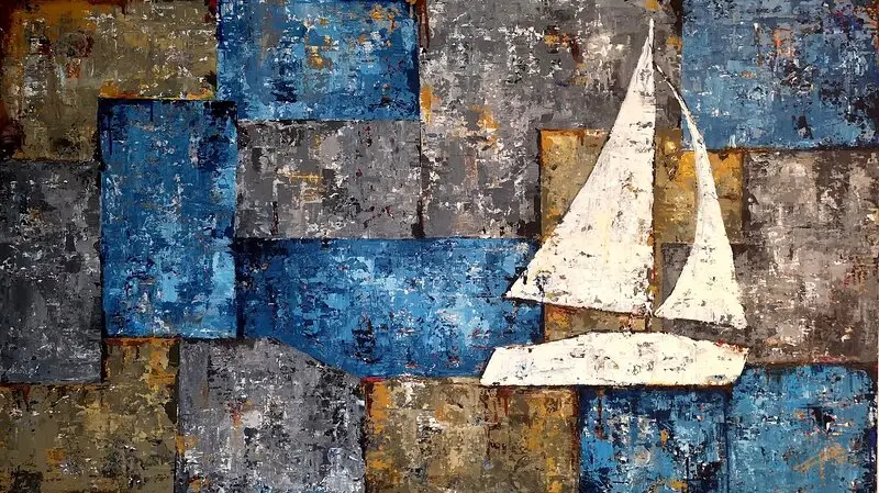 Akrylmålning Abstract Sea III av Paula Rindborg