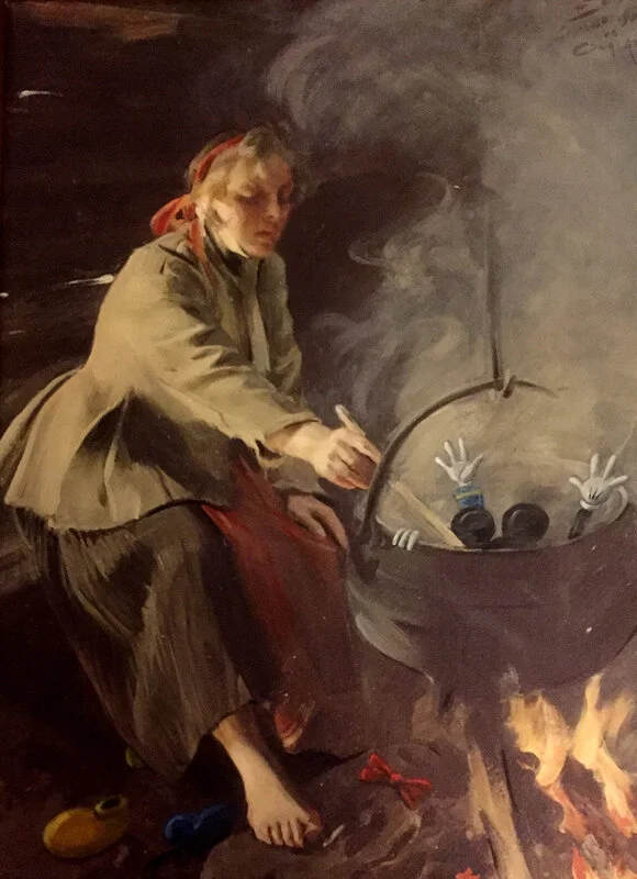 Oljemålning Mmmm...en underbar doft av mors matlagning spred sig i stugan av Ola Art