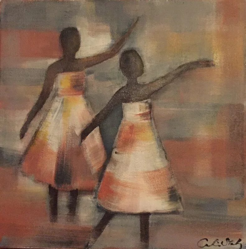 Akrylmålning Mor och dotter i dans av Caroline Stenberg