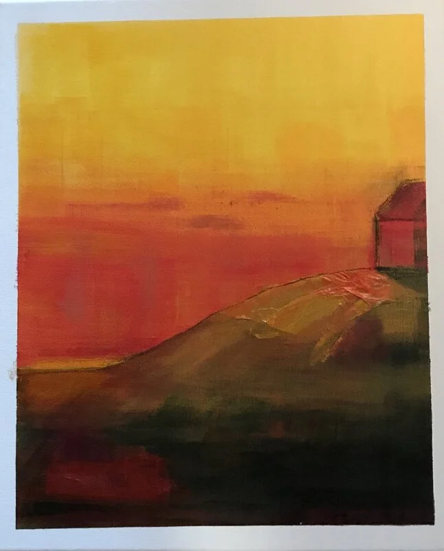 Akrylmålning Solnedgång vid kullen 1 av Caroline Stenberg