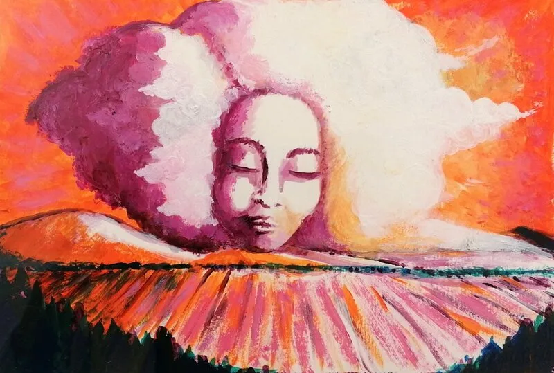 Akrylmålning In the clouds av Siri Wallander