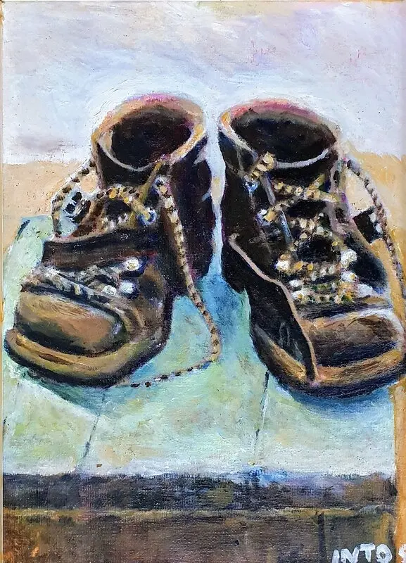 Oljemålning Pjäxor av Into Särkelä