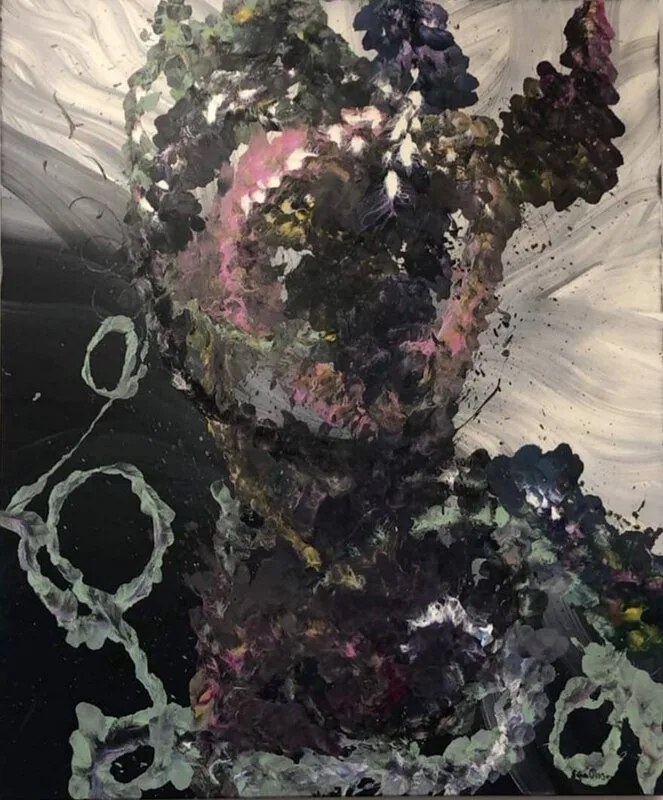 Akrylmålning Woman with a message av Sofia Olsson