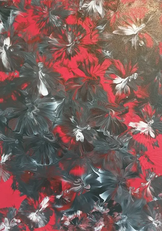 Akrylmålning Wings of red av Linda Jaredal
