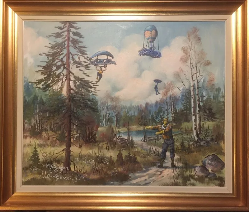 Oljemålning Det var när de började att skjuta på mig som jag insåg att vi inte skulle bli bästa vänner av Ola Art