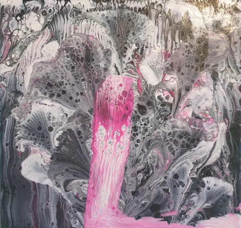 Akrylmålning Pink Ghost av Linda Jaredal