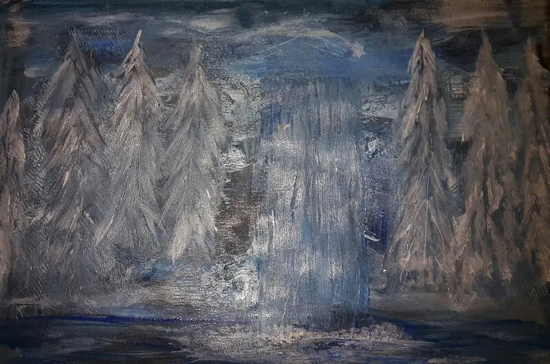 Akrylmålning Innan fallet fryser av Ellinor Karlsson