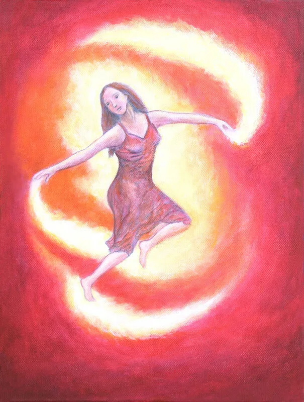 Akrylmålning Elddans av Malin Sellergren