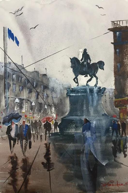 Akvarell Kungsportsplatsen, Göteborg av Emin Fine Art