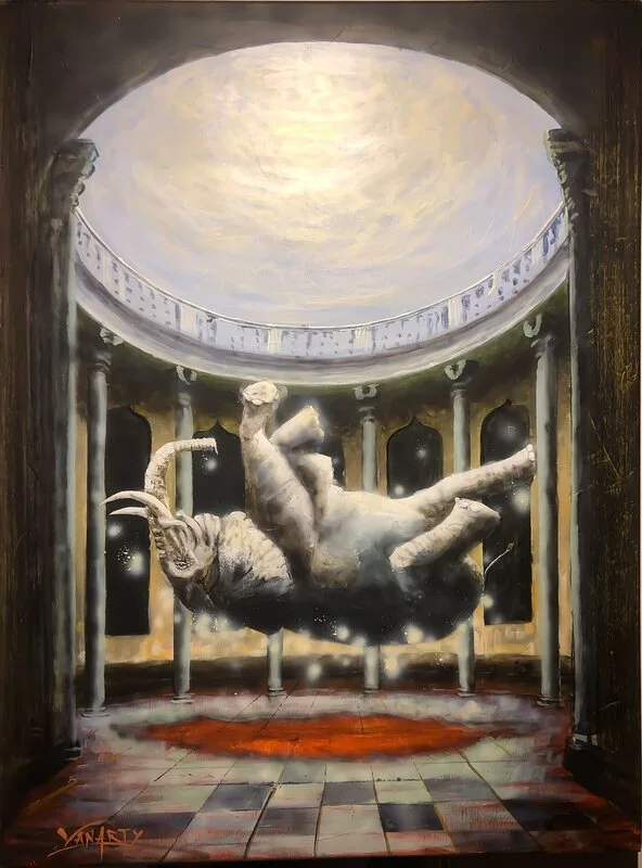 Akrylmålning Elefanten i rummet av Van Arty