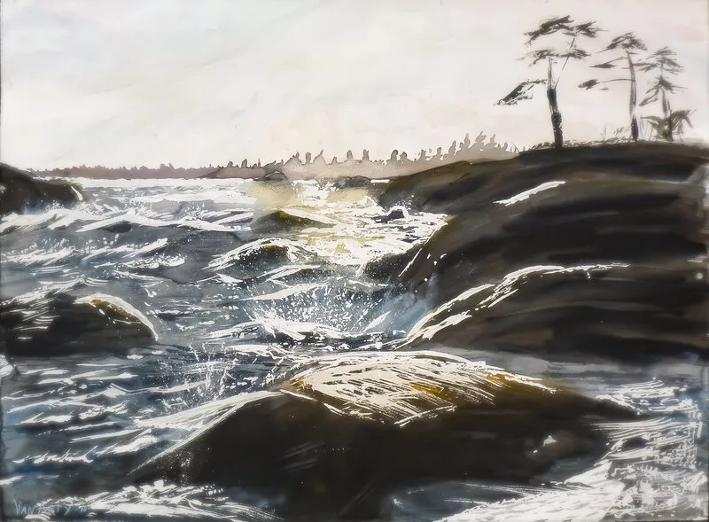 Akvarell Vänern av Van Arty
