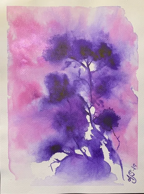 Akvarell Purple tree av Ann-Sofie Stjernkvist