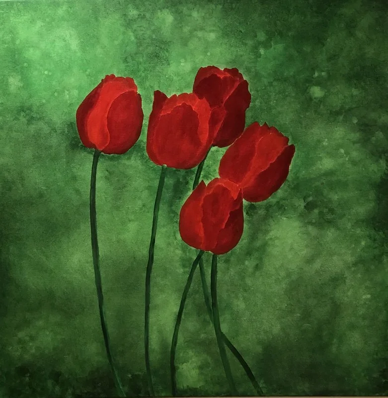 Akrylmålning Tulips av Annette Landin